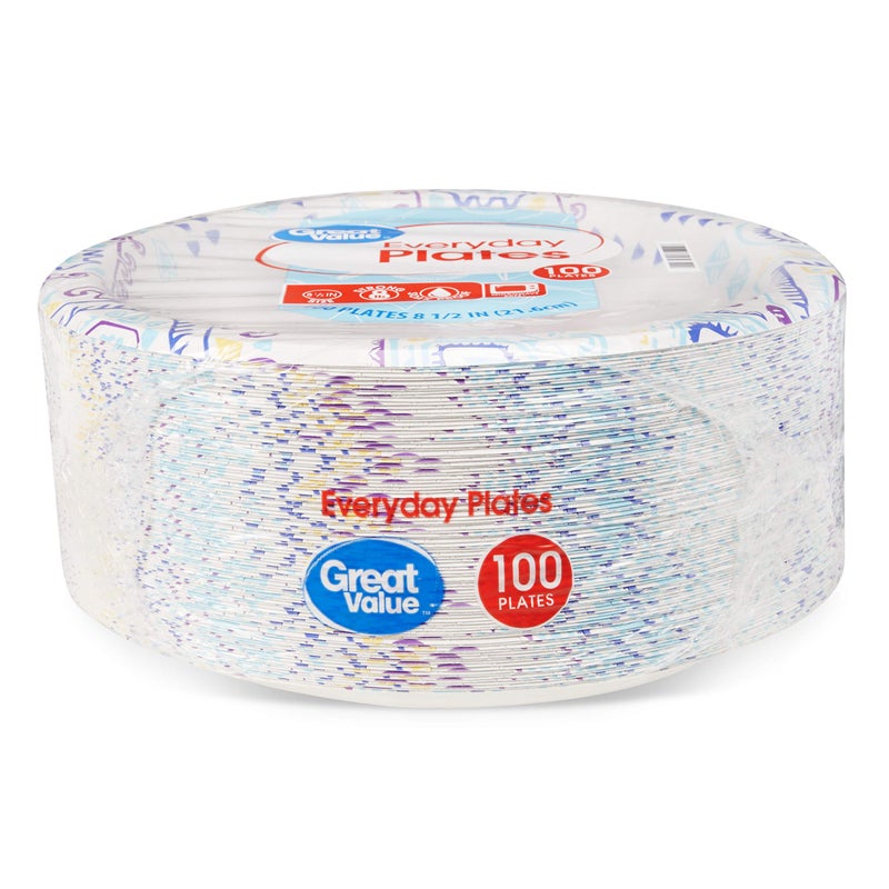 Great Value أطباق ورقية فاخرة للحفلات، 8 5/8 بوصة، 100 قطعة - Image 2
